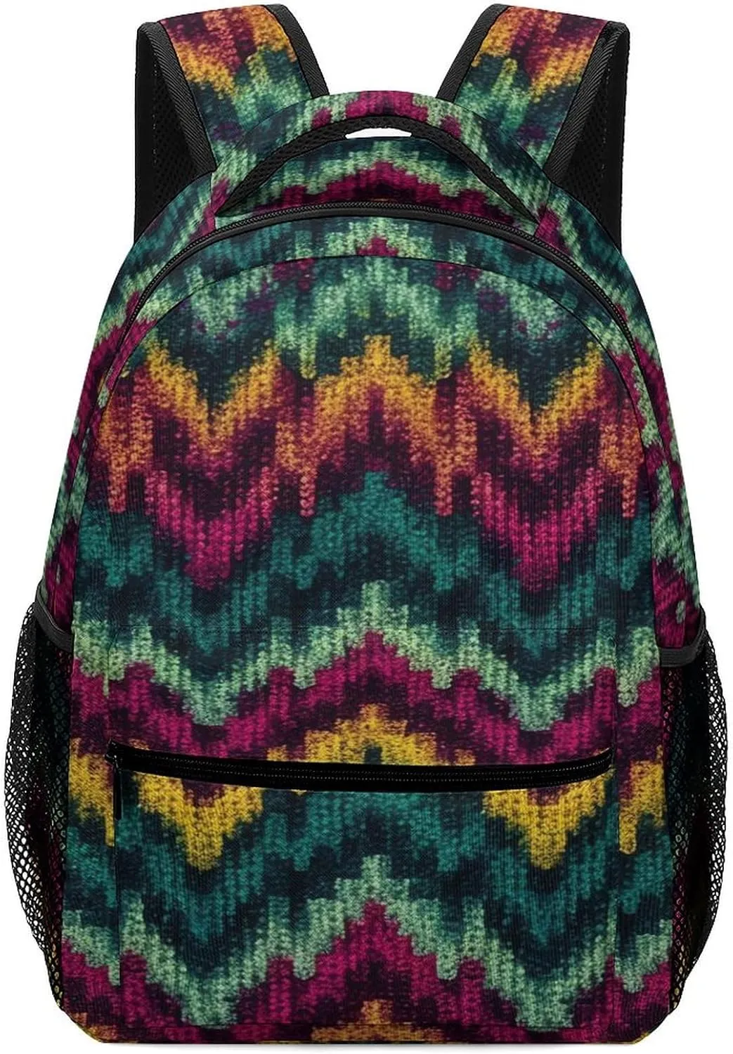 Small Backpacks Personalized Colorful Knitted Pattern Printing Travel Bag Lightweight Travel Backpack For Women Men
