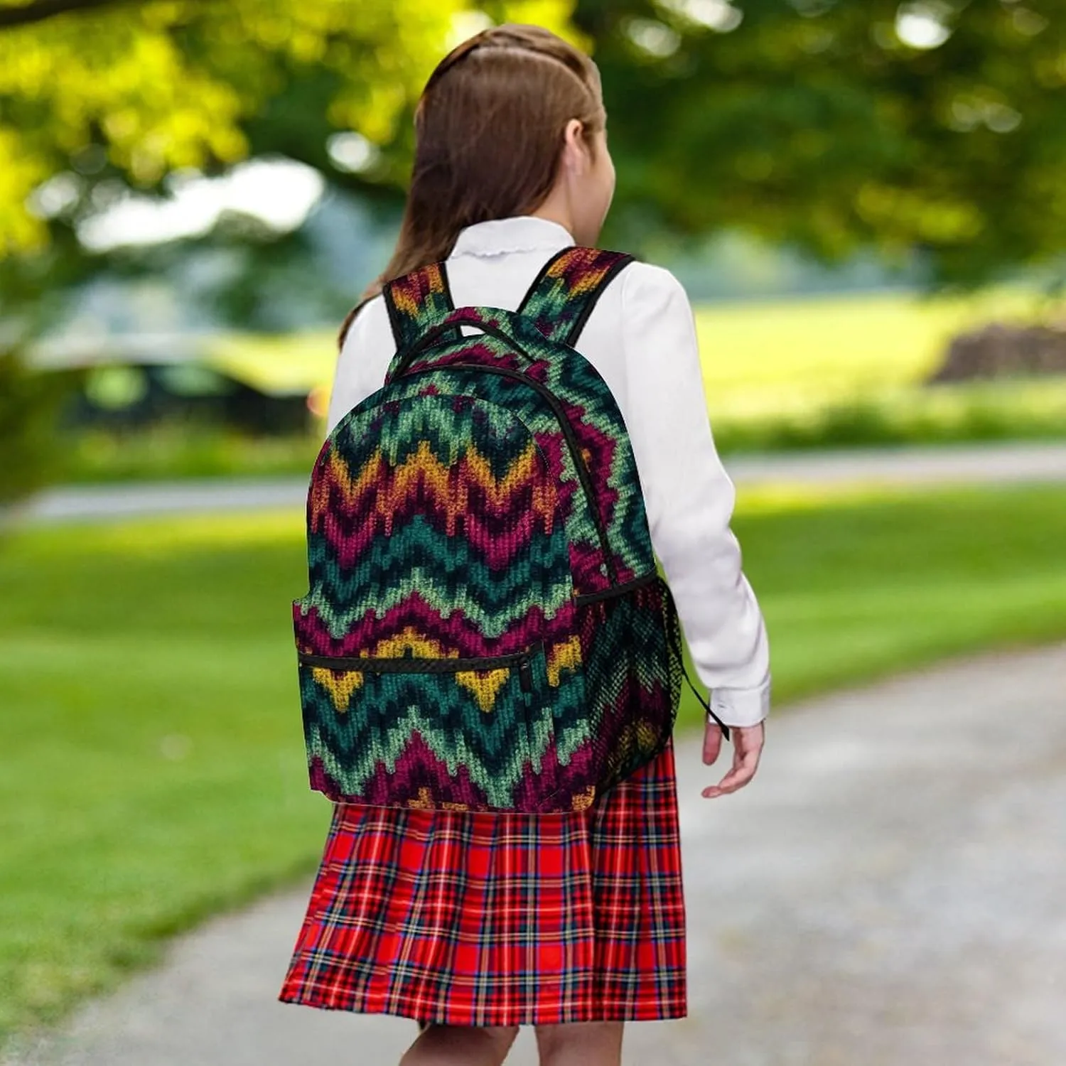 Small Backpacks Personalized Colorful Knitted Pattern Printing Travel Bag Lightweight Travel Backpack For Women Men