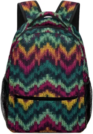 Small Backpacks Personalized Colorful Knitted Pattern Printing Travel Bag Lightweight Travel Backpack For Women Men