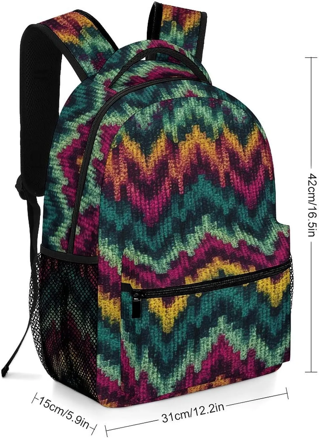 Small Backpacks Personalized Colorful Knitted Pattern Printing Travel Bag Lightweight Travel Backpack For Women Men