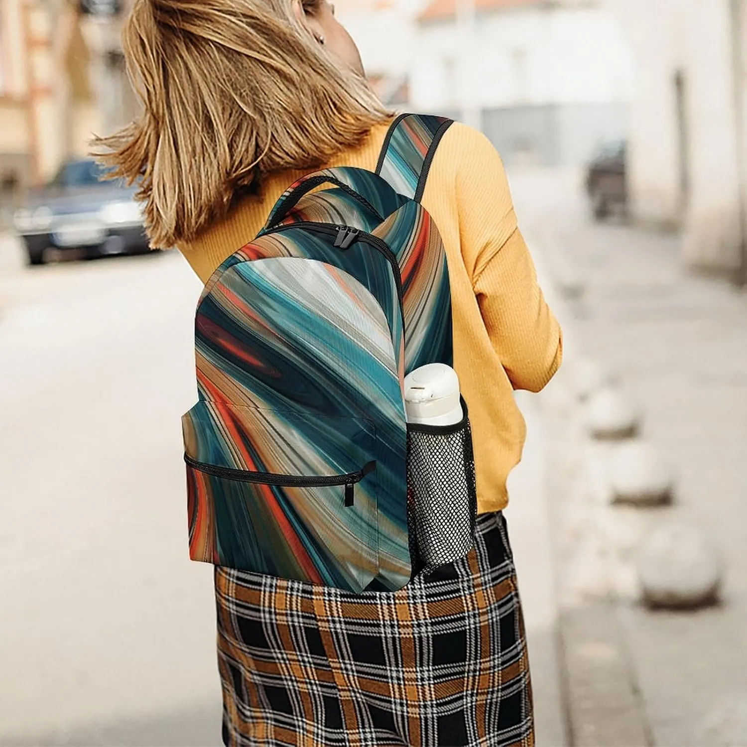 Small Backpacks Personalized Colorful Striped Style Printing Travel Bag Lightweight Travel Backpack For Women Men