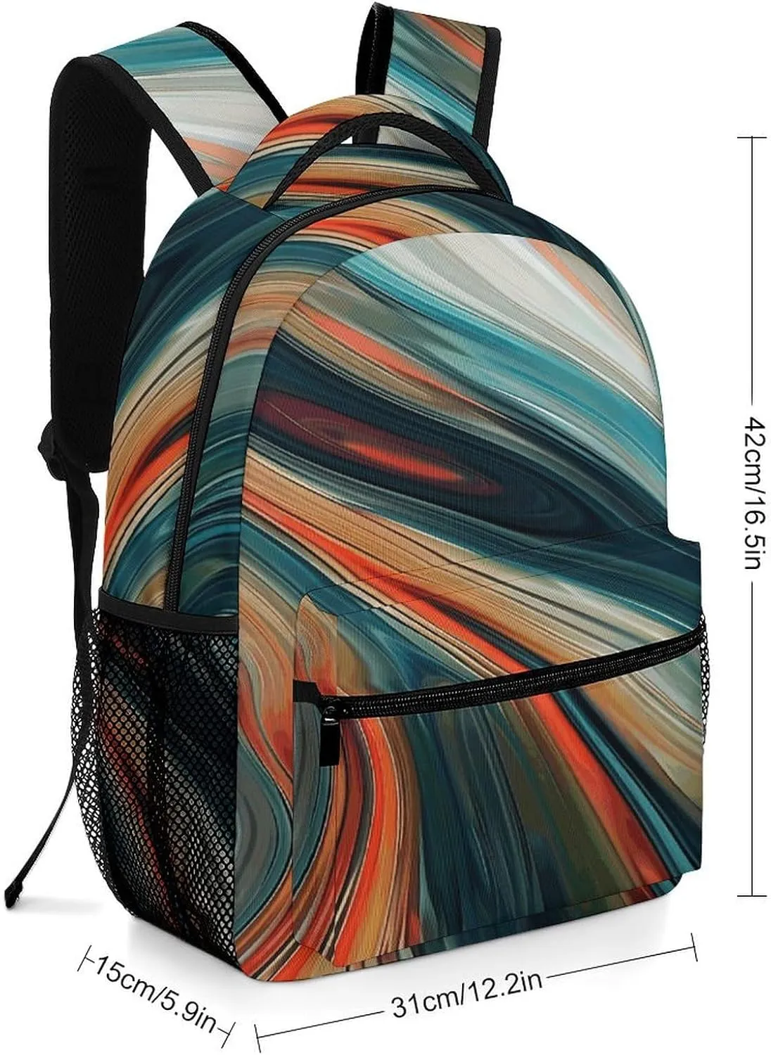 Small Backpacks Personalized Colorful Striped Style Printing Travel Bag Lightweight Travel Backpack For Women Men