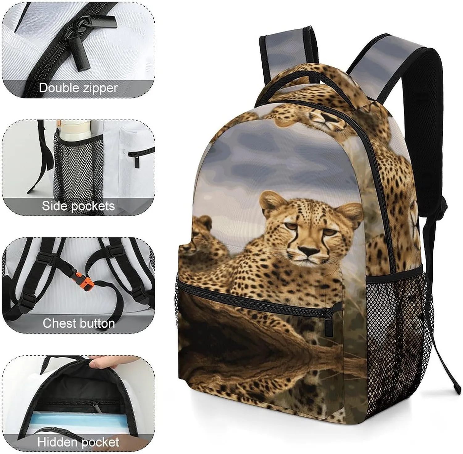 Small Backpacks Personalized Cool Leopard Printing Travel Bag Lightweight Travel Backpack For Women Men