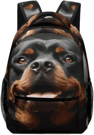 Small Backpacks Personalized Cool Rottweiler Dog Art Printing Travel Bag Lightweight Travel Backpack For Women Men
