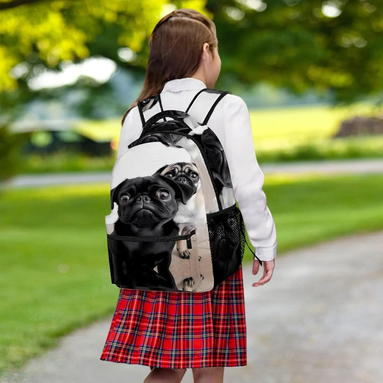 Small Backpacks Personalized Cute Black Pug Dog Printing Travel Bag Lightweight Travel Backpack For Women Men
