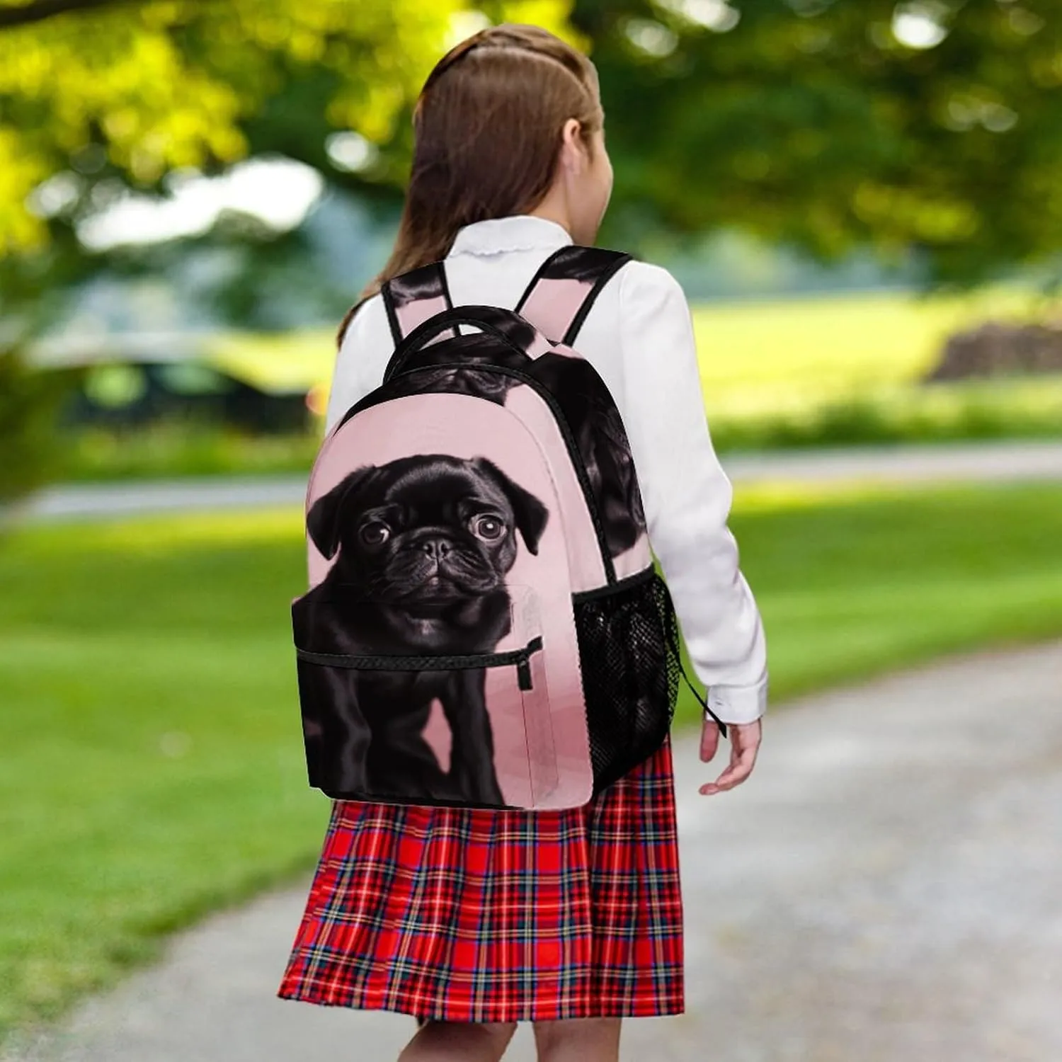Small Backpacks Personalized Cute Black Pug Printing Travel Bag Lightweight Travel Backpack For Women Men