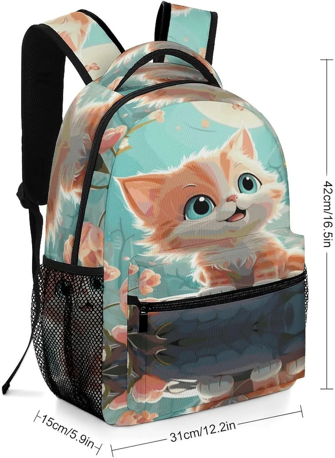Small Backpacks Personalized Cute Cats Printing Travel Bag Lightweight Travel Backpack For Women Men