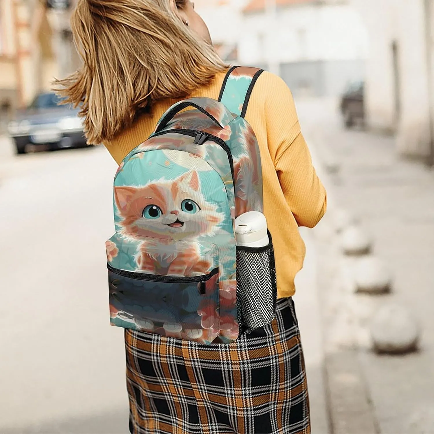 Small Backpacks Personalized Cute Cats Printing Travel Bag Lightweight Travel Backpack For Women Men