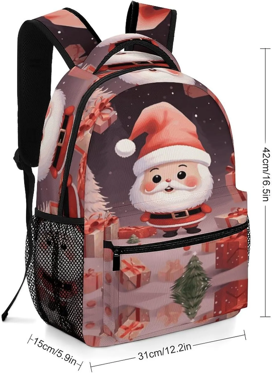 Small Backpacks Personalized Cute Christmas Holidays Printing Travel Bag Lightweight Travel Backpack For Women Men