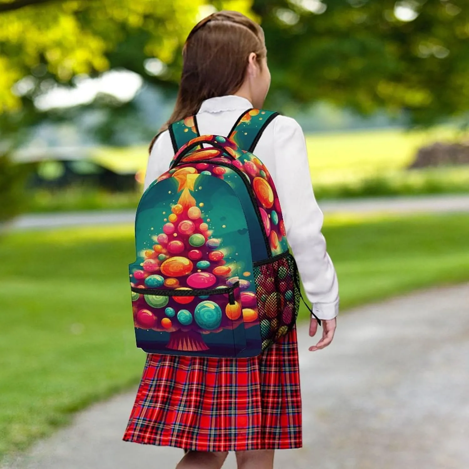 Small Backpacks Personalized Cute Colorful Christmas Tree Printing Travel Bag Lightweight Travel Backpack For Women Men