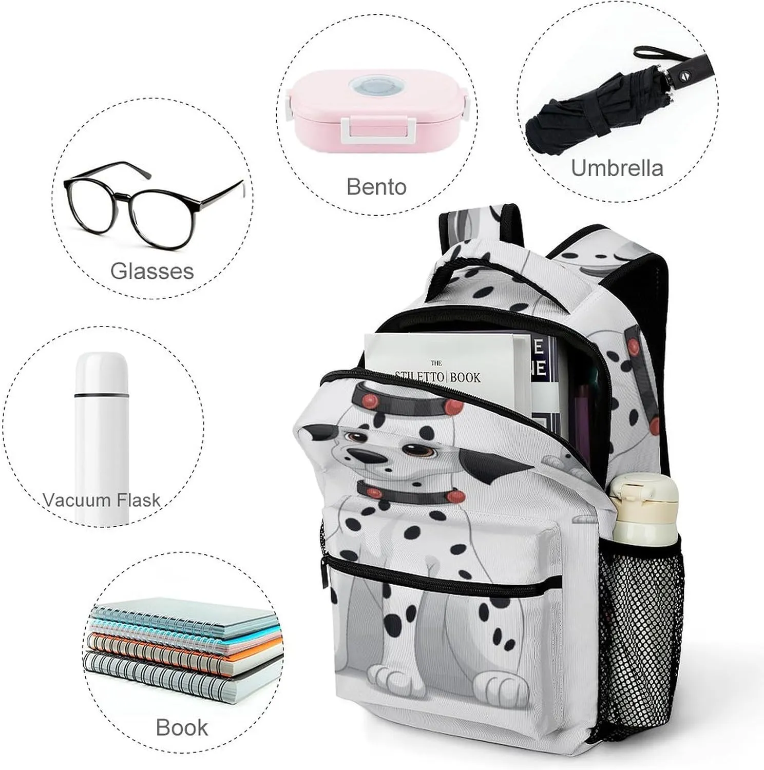 Small Backpacks Personalized Cute Dalmatian Printing Travel Bag Lightweight Travel Backpack For Women Men