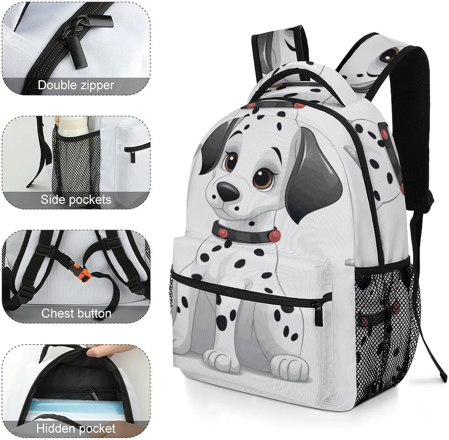 Small Backpacks Personalized Cute Dalmatian Printing Travel Bag Lightweight Travel Backpack For Women Men