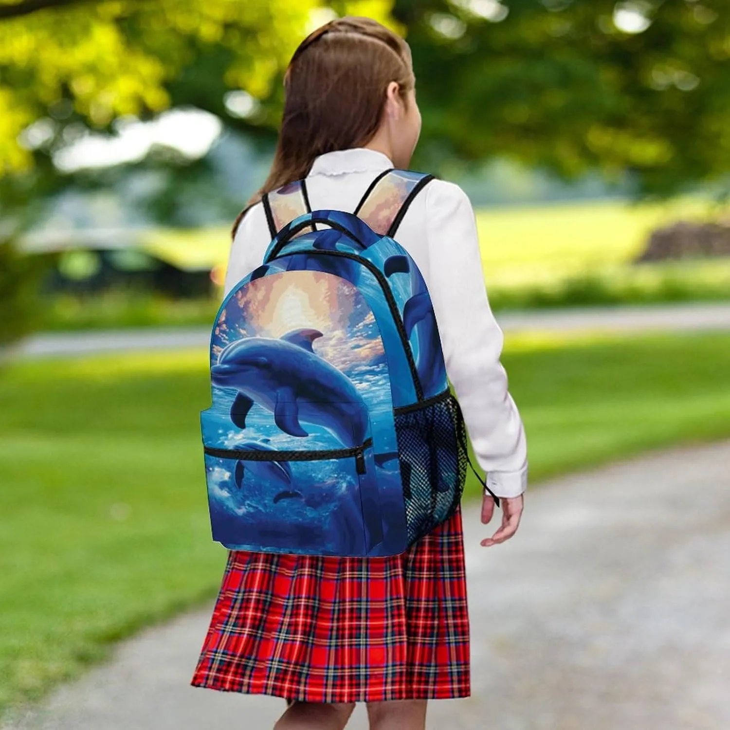 Small Backpacks Personalized Cute Dolphins Printing Travel Bag Lightweight Travel Backpack For Women Men