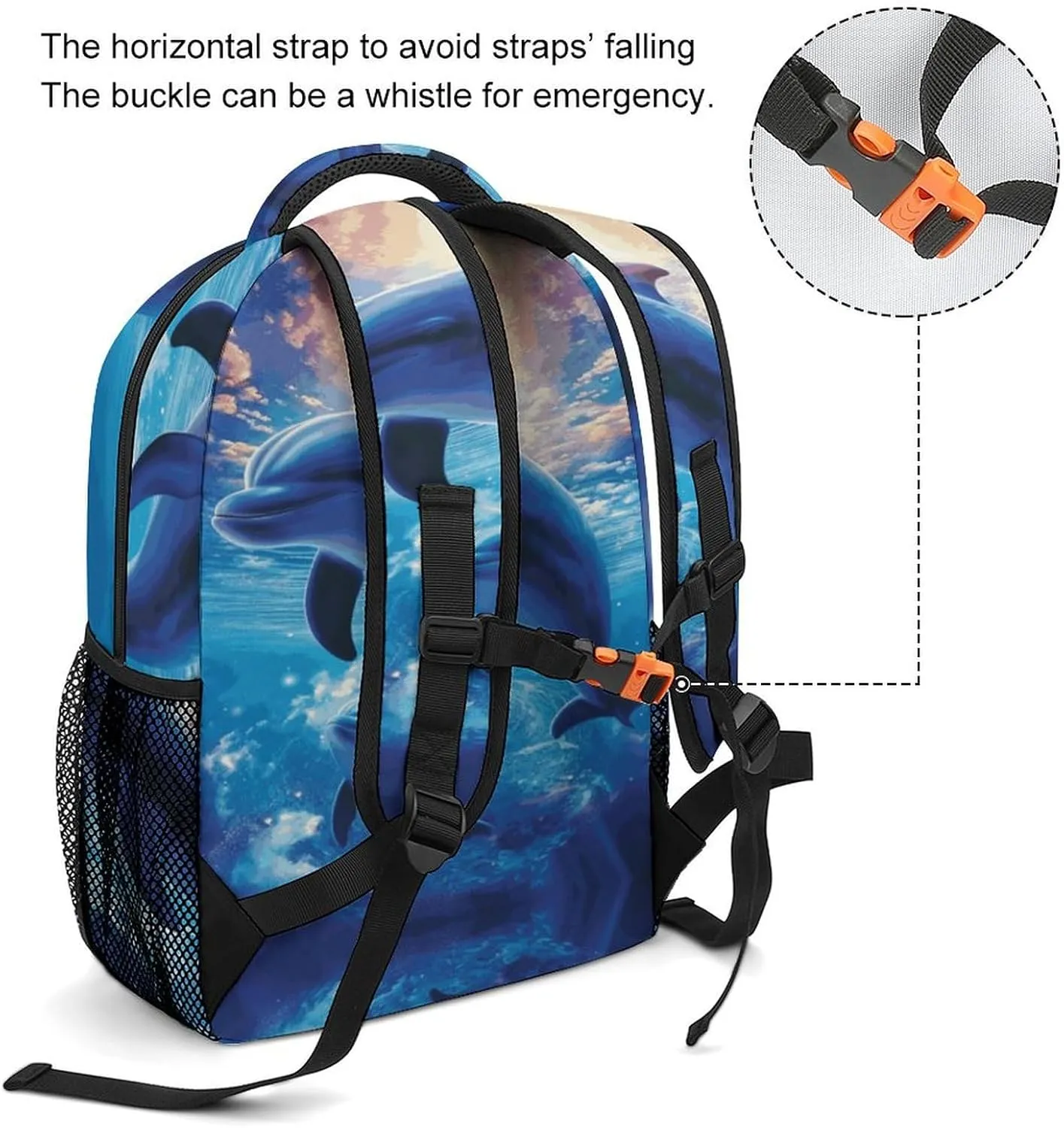 Small Backpacks Personalized Cute Dolphins Printing Travel Bag Lightweight Travel Backpack For Women Men