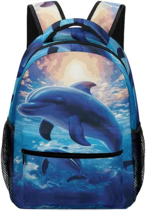 Small Backpacks Personalized Cute Dolphins Printing Travel Bag Lightweight Travel Backpack For Women Men