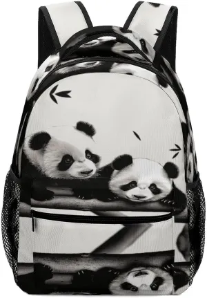 Small Backpacks Personalized Cute Pandas Printing Travel Bag Lightweight Travel Backpack For Women Men
