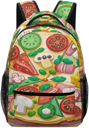 Small Backpacks Personalized Cute Pizza Printing Travel Bag Lightweight Travel Backpack For Women Men