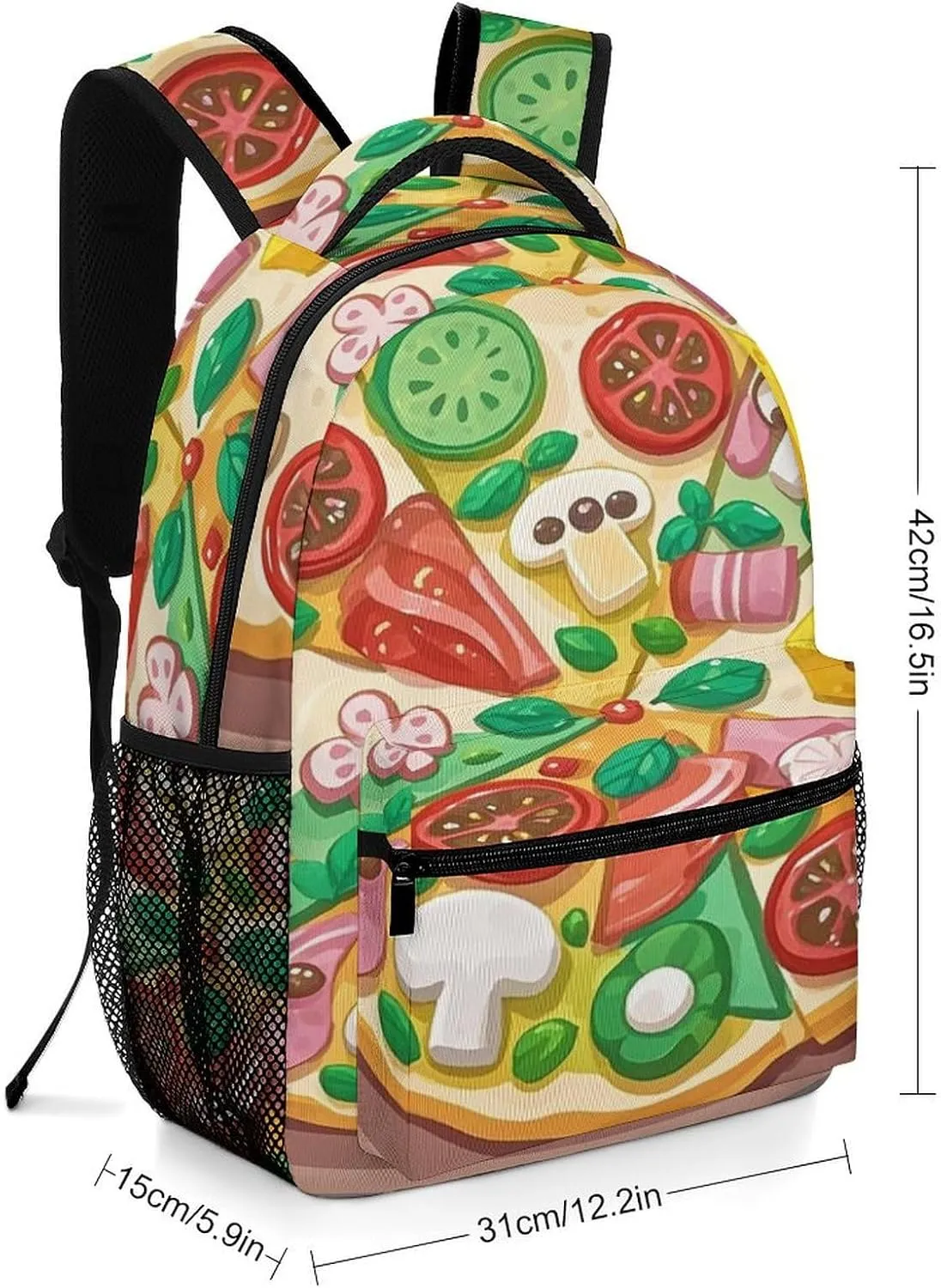 Small Backpacks Personalized Cute Pizza Printing Travel Bag Lightweight Travel Backpack For Women Men