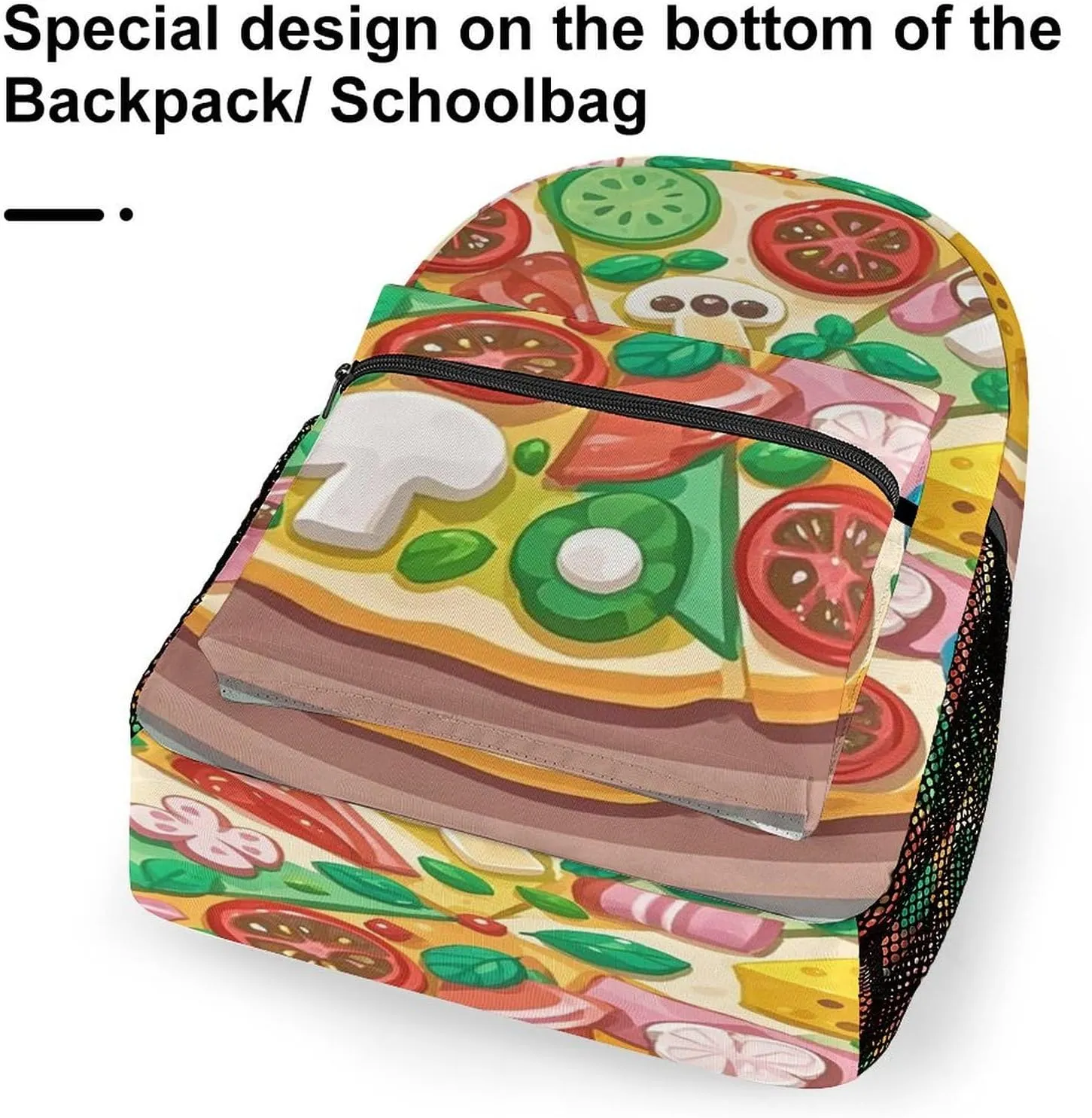 Small Backpacks Personalized Cute Pizza Printing Travel Bag Lightweight Travel Backpack For Women Men