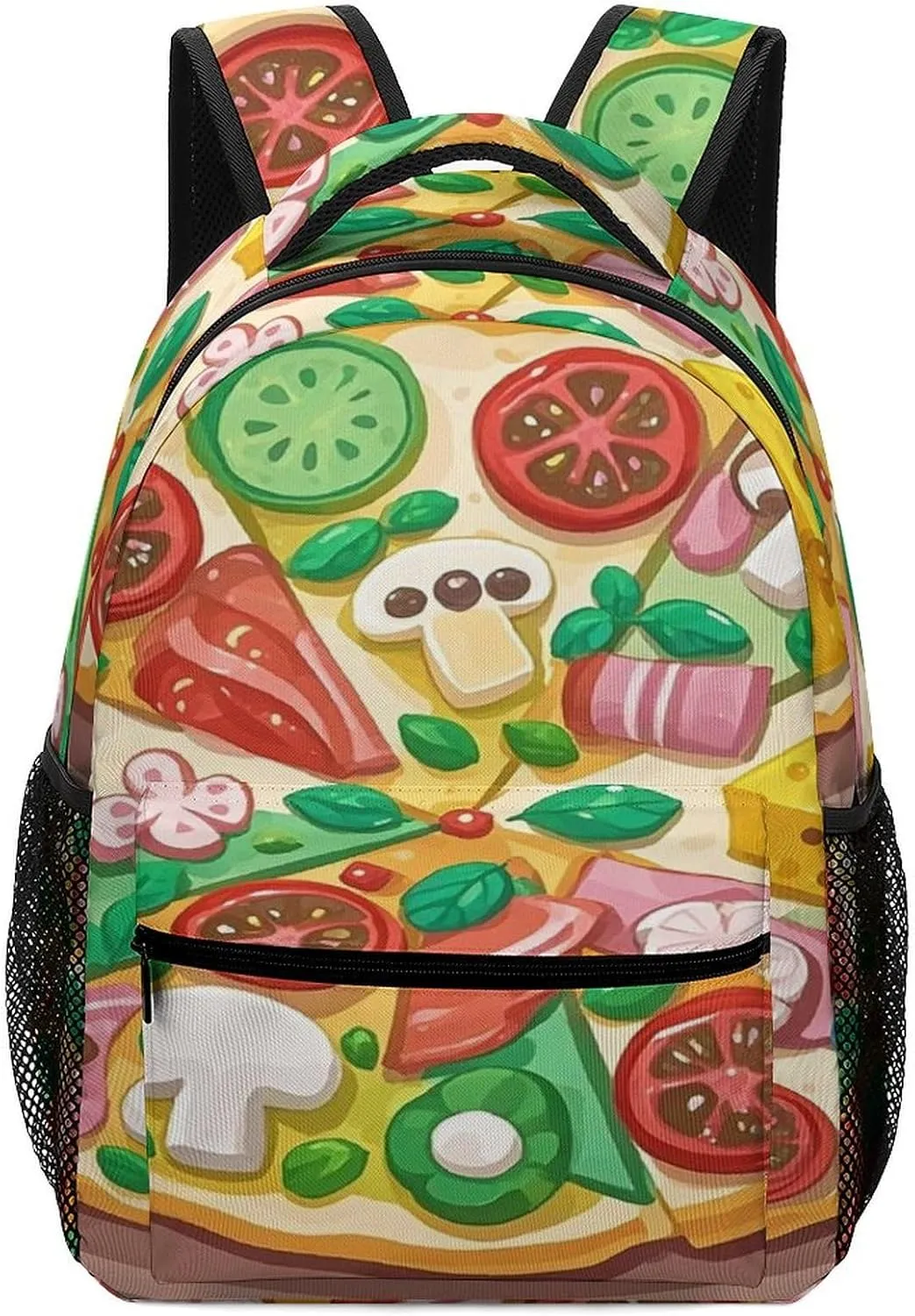 Small Backpacks Personalized Cute Pizza Printing Travel Bag Lightweight Travel Backpack For Women Men