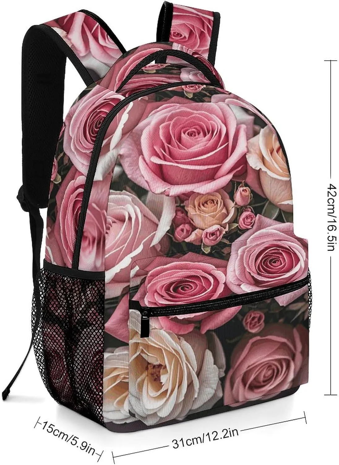 Small Backpacks Personalized Cute Rose Mix Leopard Printing Travel Bag Lightweight Travel Backpack For Women Men