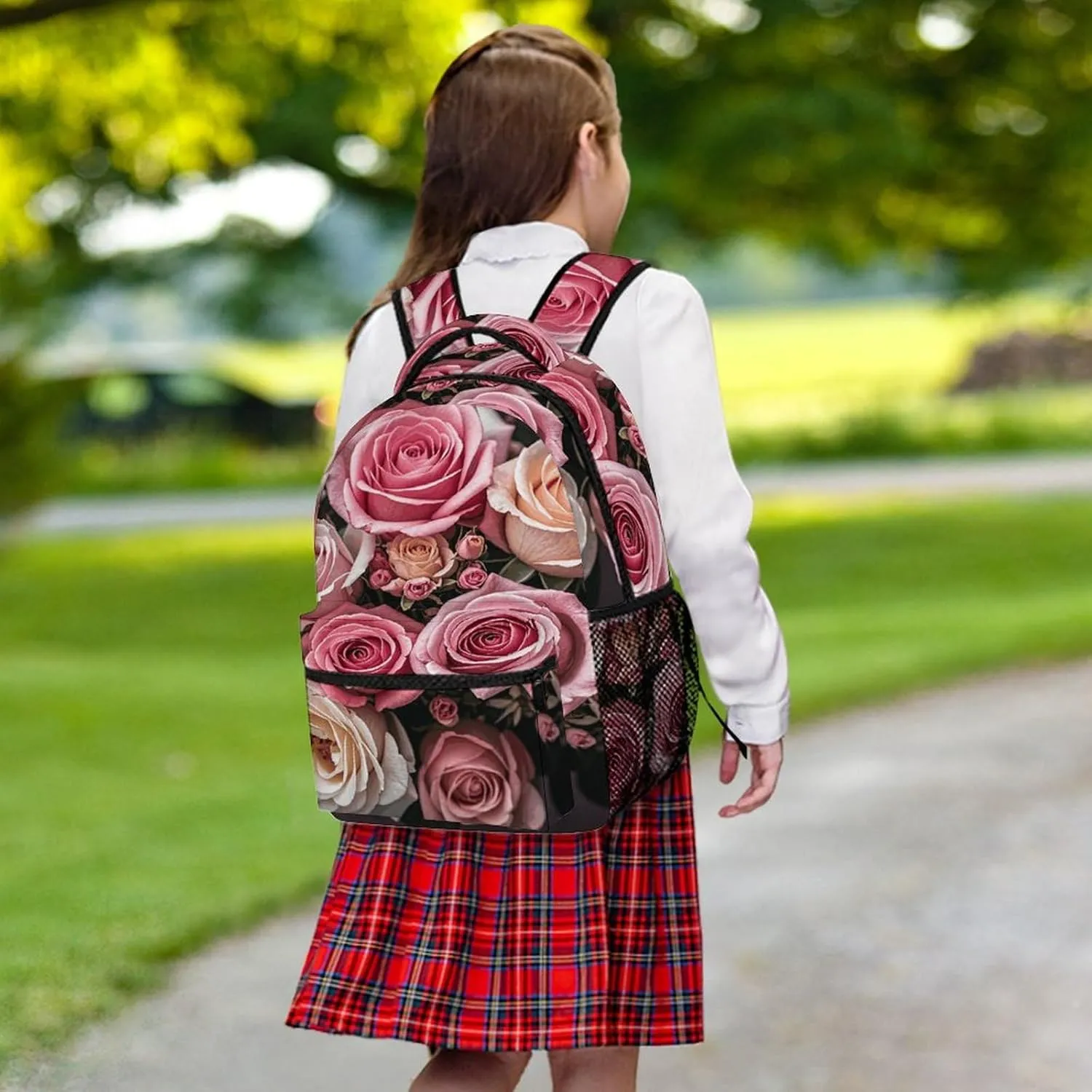 Small Backpacks Personalized Cute Rose Mix Leopard Printing Travel Bag Lightweight Travel Backpack For Women Men