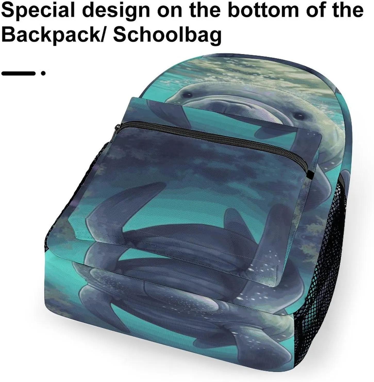 Small Backpacks Personalized Cute Sea Animal Manatee Printing Travel Bag Lightweight Travel Backpack For Women Men