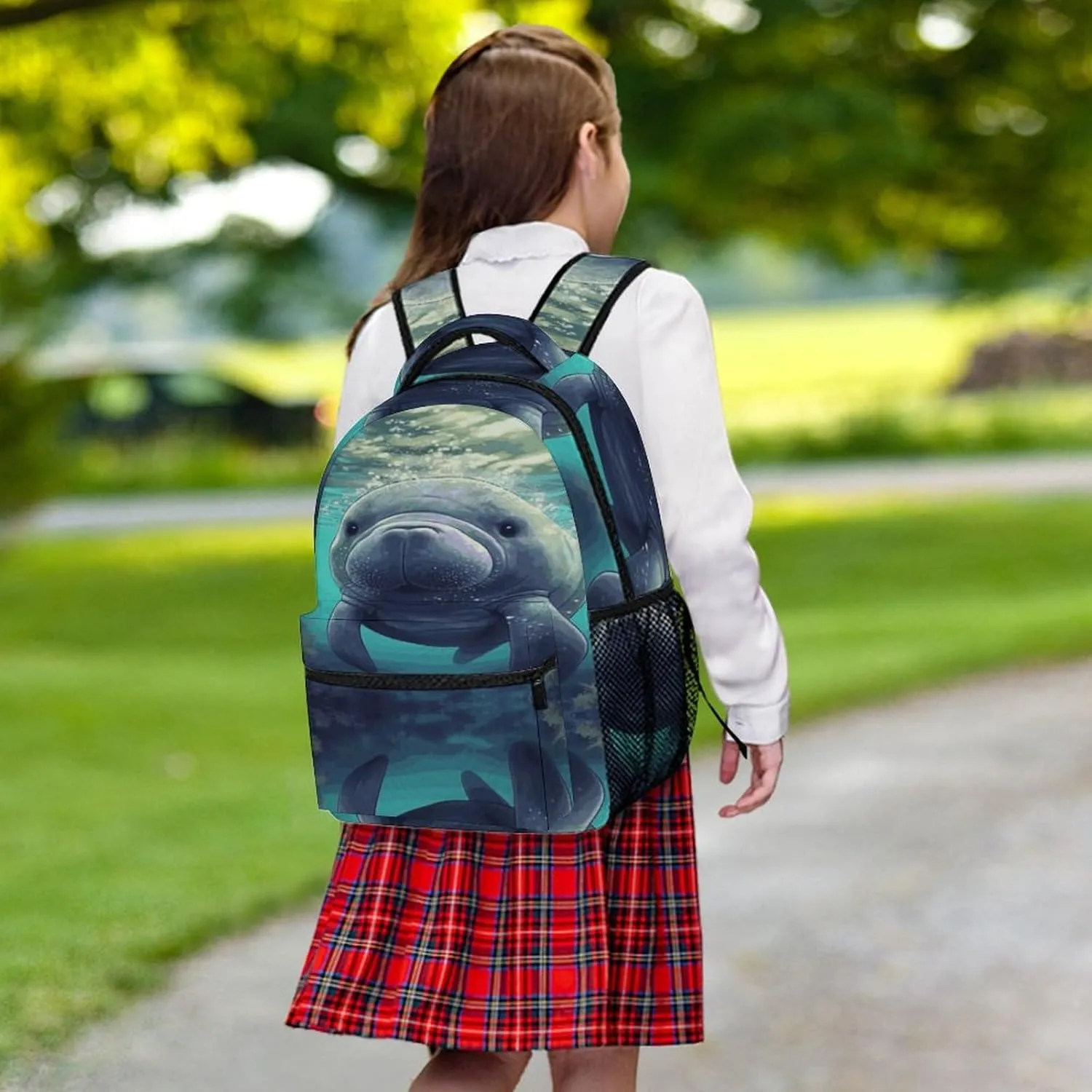 Small Backpacks Personalized Cute Sea Animal Manatee Printing Travel Bag Lightweight Travel Backpack For Women Men