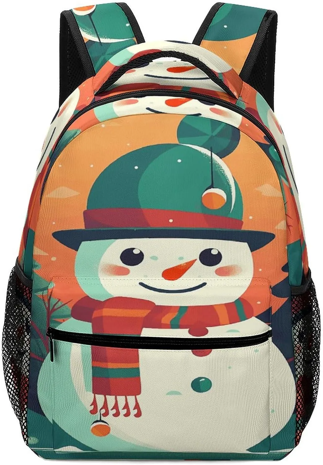 Small Backpacks Personalized Cute Snowman Stickers Printing Travel Bag Lightweight Travel Backpack For Women Men