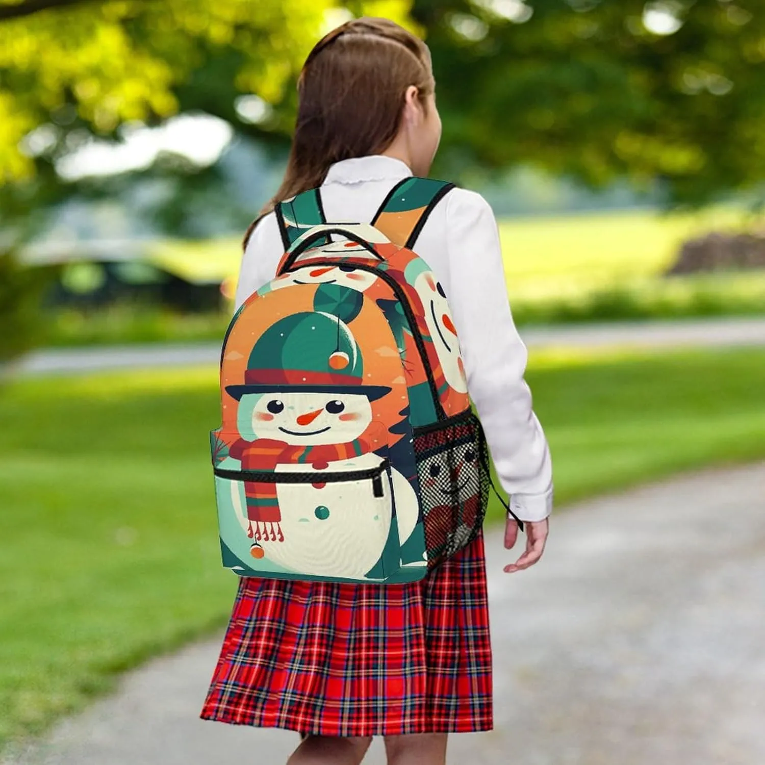 Small Backpacks Personalized Cute Snowman Stickers Printing Travel Bag Lightweight Travel Backpack For Women Men