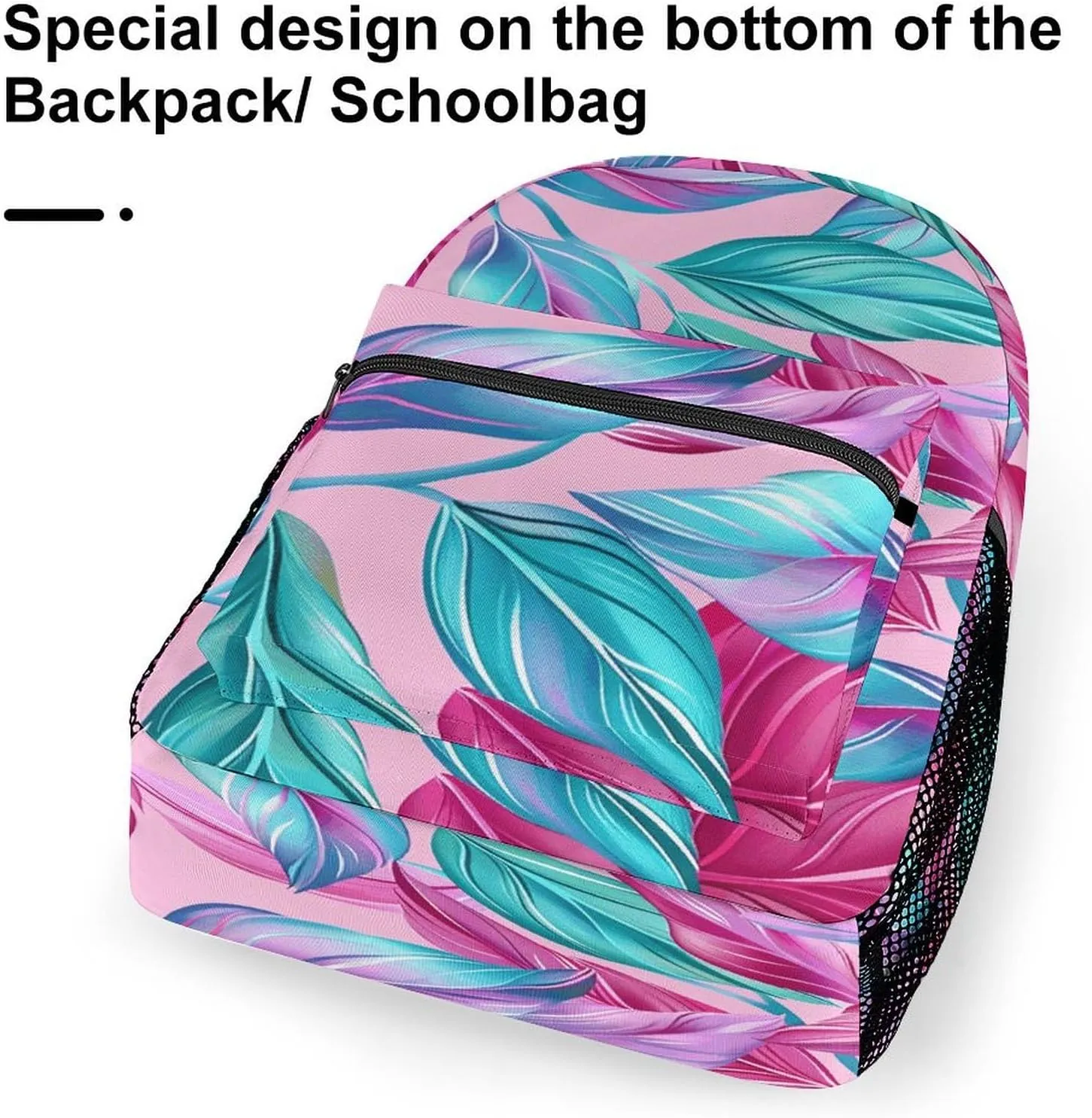 Small Backpacks Personalized Cyan Leaf Pattern Printing Travel Bag Lightweight Travel Backpack For Women Men