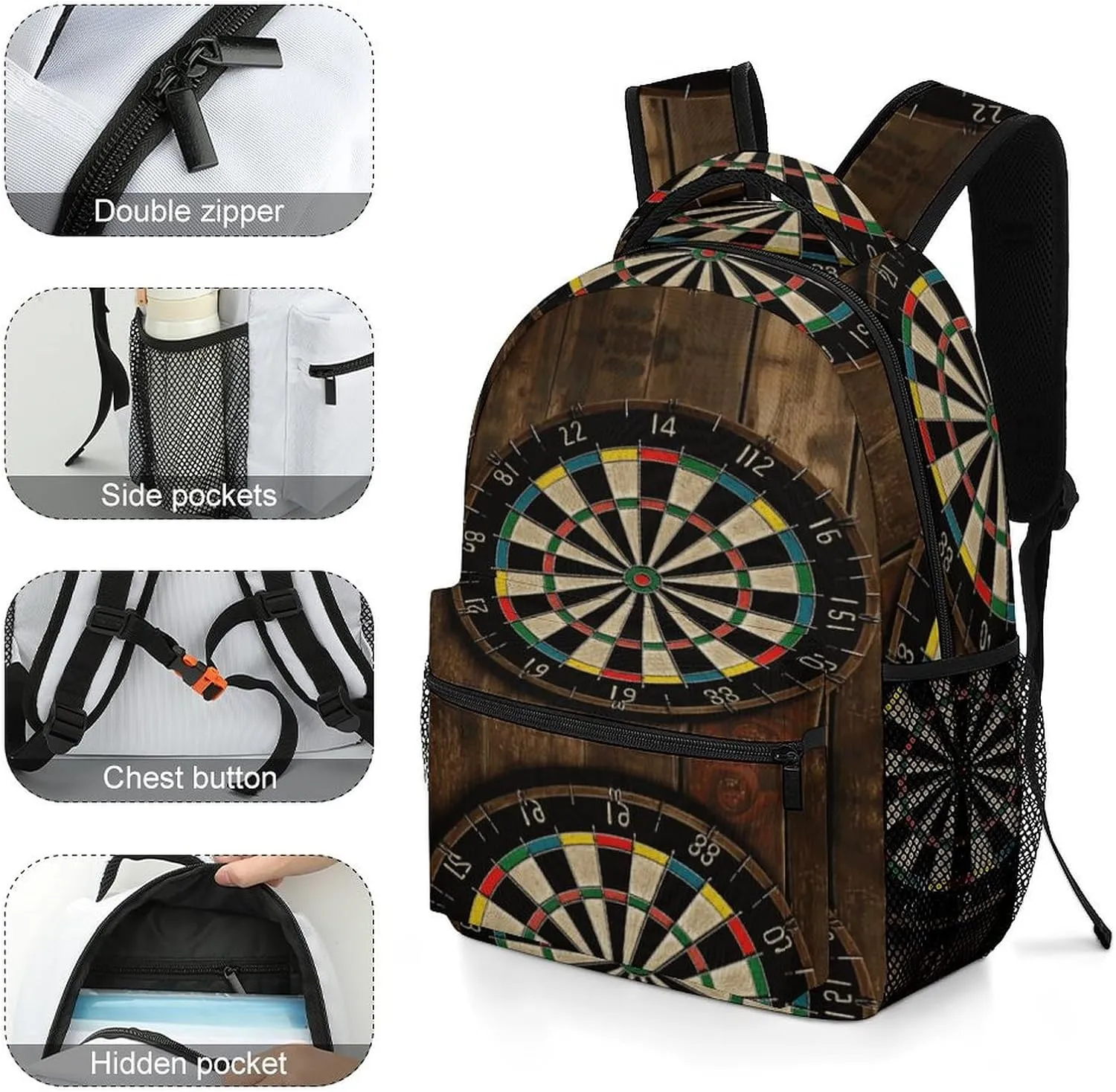 Small Backpacks Personalized Dart Board Printing Travel Bag Lightweight Travel Backpack For Women Men