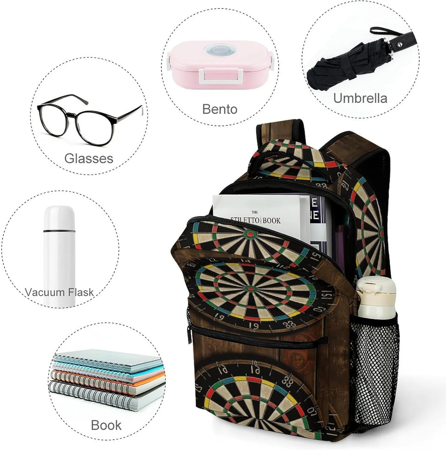 Small Backpacks Personalized Dart Board Printing Travel Bag Lightweight Travel Backpack For Women Men