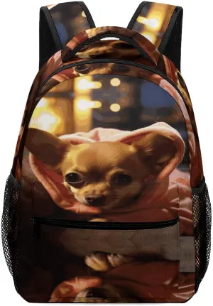 Small Backpacks Personalized Depressed Chihuahua Printing Travel Bag Lightweight Travel Backpack For Women Men