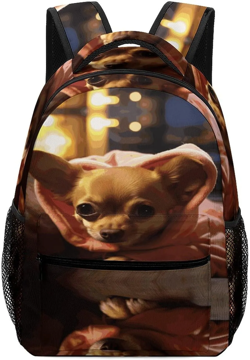 Small Backpacks Personalized Depressed Chihuahua Printing Travel Bag Lightweight Travel Backpack For Women Men