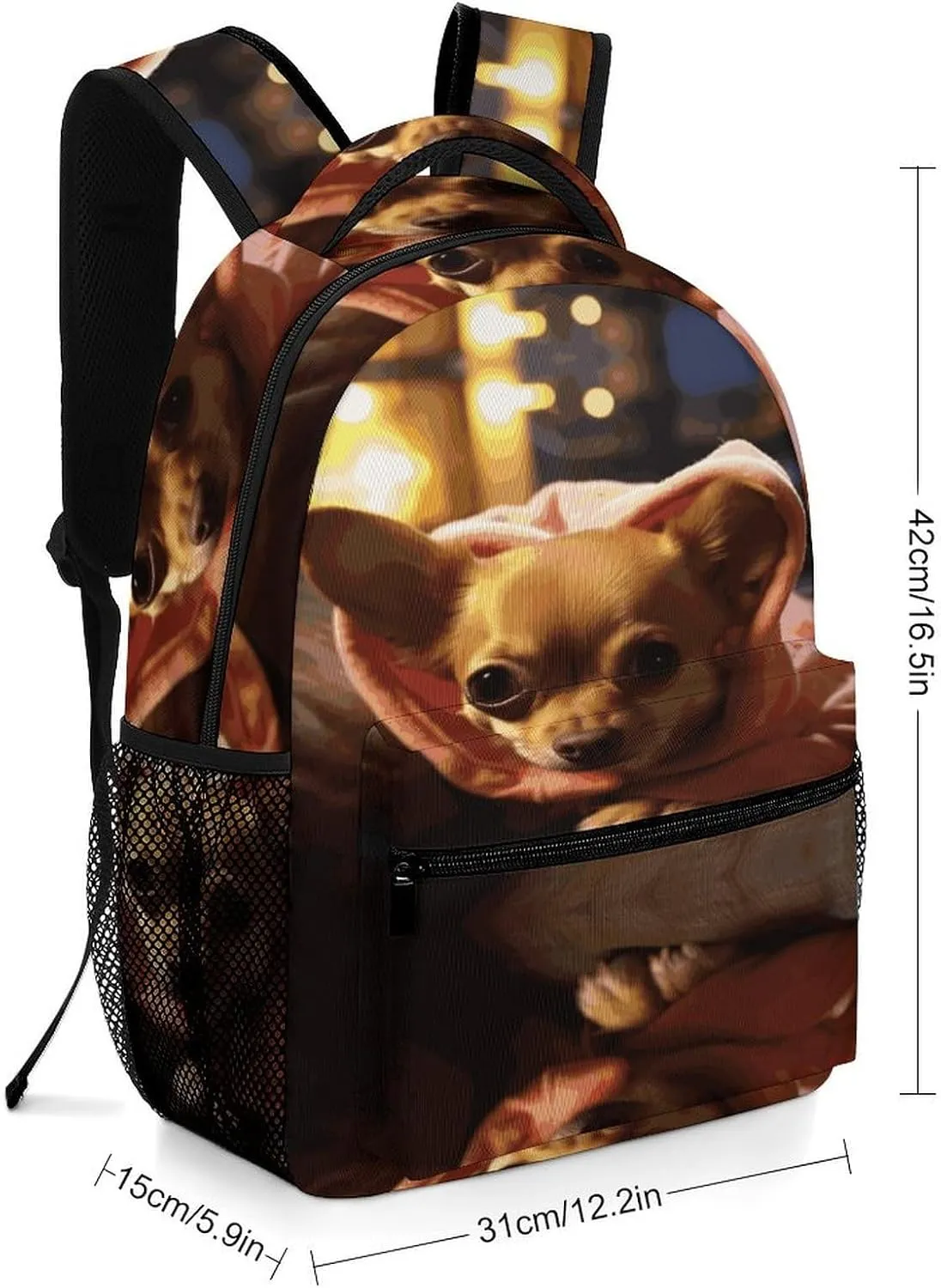 Small Backpacks Personalized Depressed Chihuahua Printing Travel Bag Lightweight Travel Backpack For Women Men