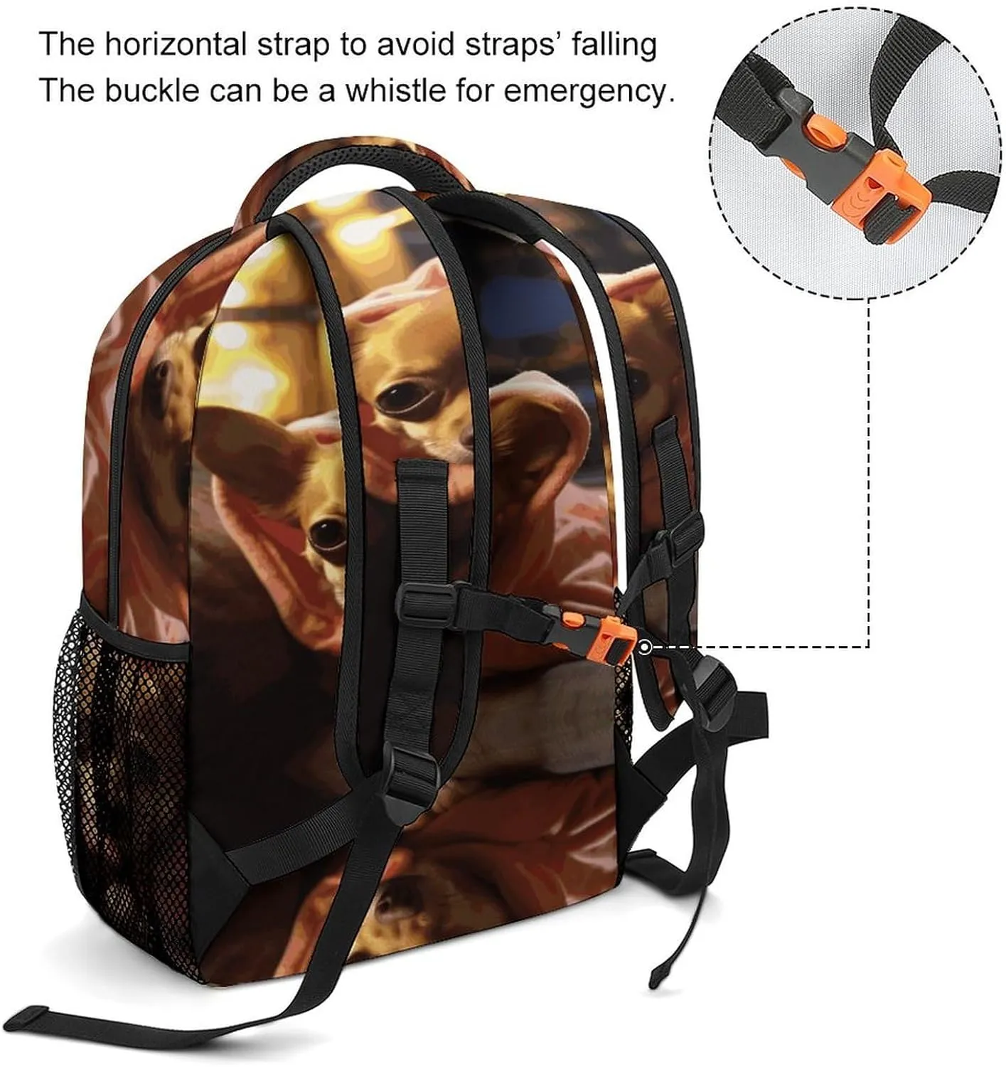 Small Backpacks Personalized Depressed Chihuahua Printing Travel Bag Lightweight Travel Backpack For Women Men