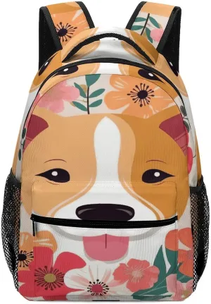Small Backpacks Personalized Dog Florals Printing Travel Bag Lightweight Travel Backpack For Women Men