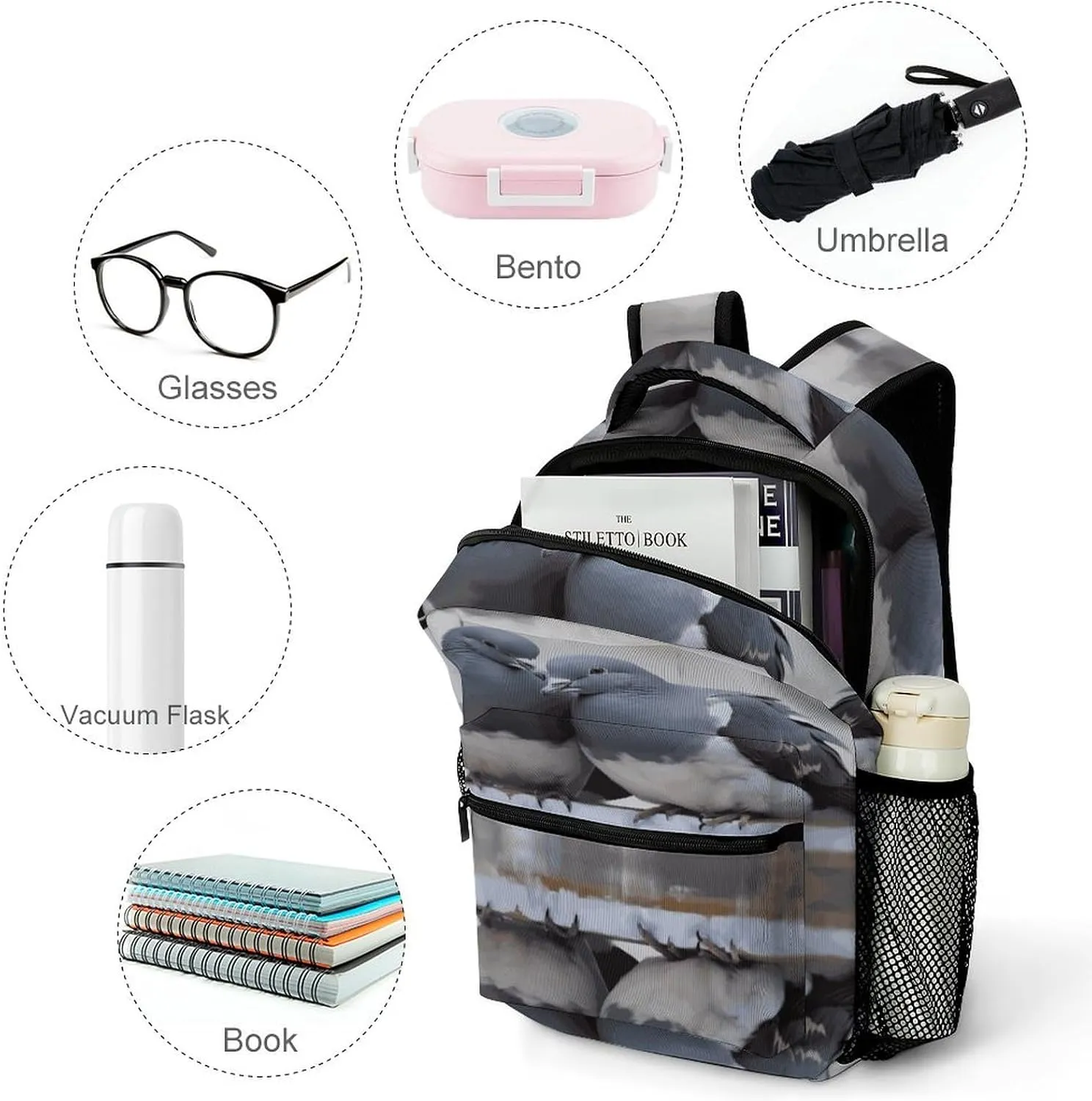 Small Backpacks Personalized Doves Printing Travel Bag Lightweight Travel Backpack For Women Men