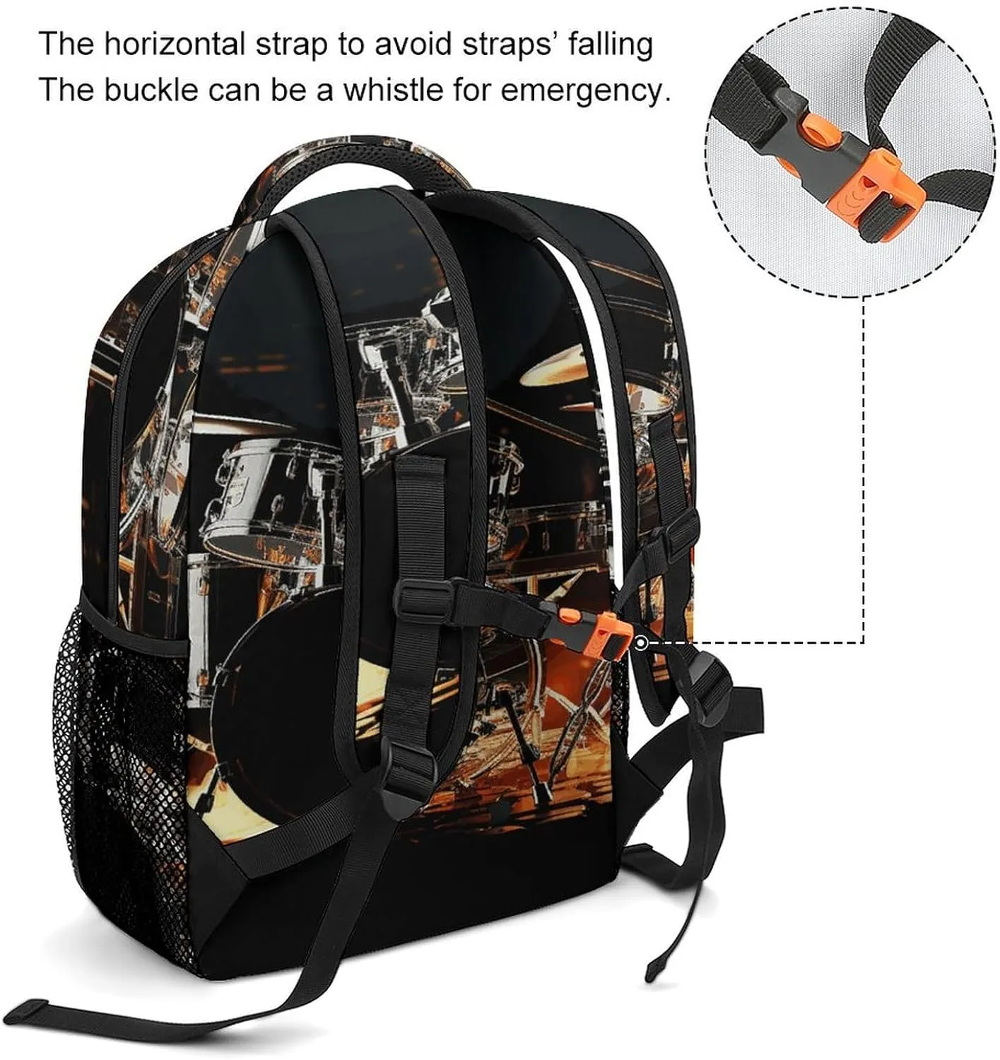 Small Backpacks Personalized Drummer Printing Travel Bag Lightweight Travel Backpack For Women Men