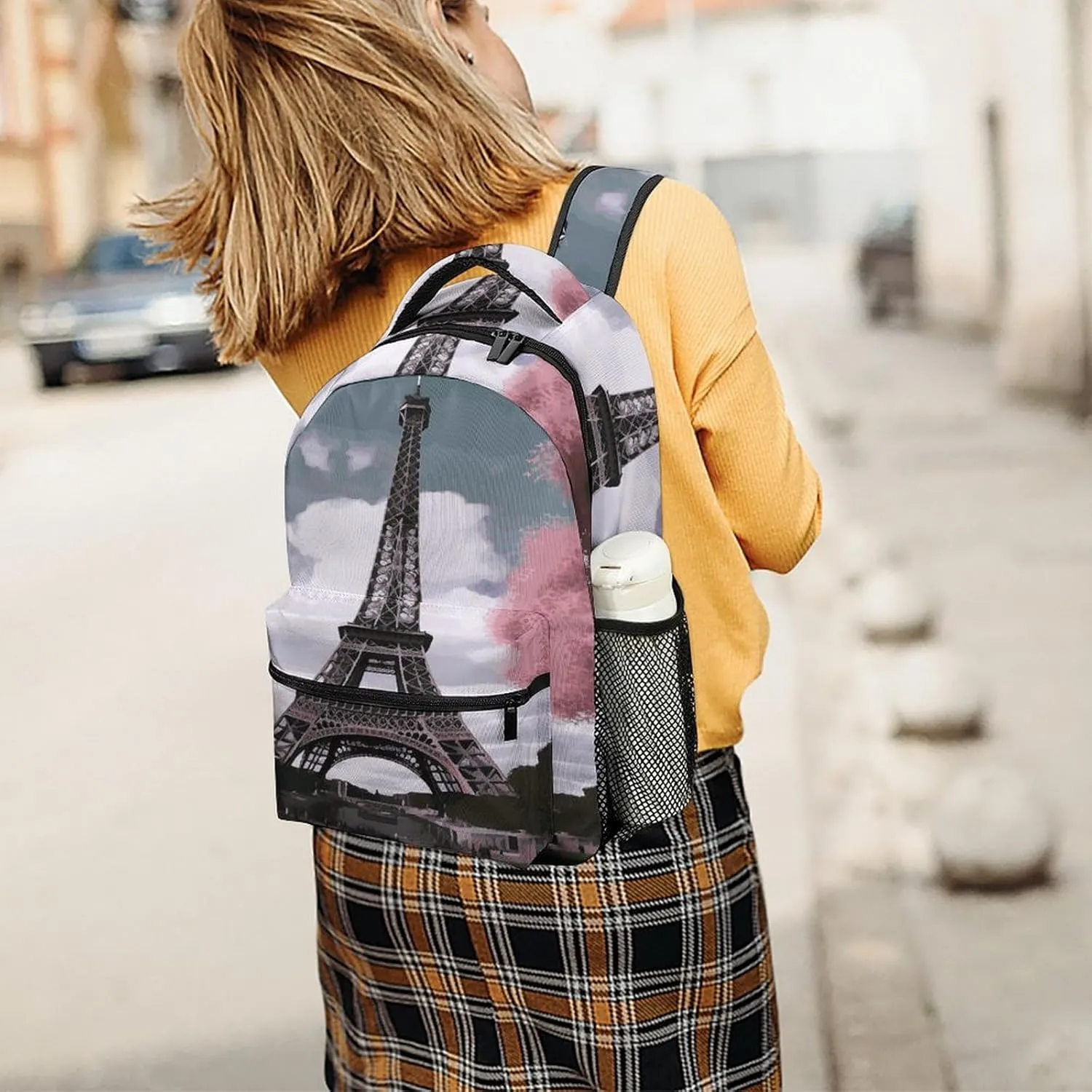 Small Backpacks Personalized Eiffel Tower Printing Travel Bag Lightweight Travel Backpack For Women Men