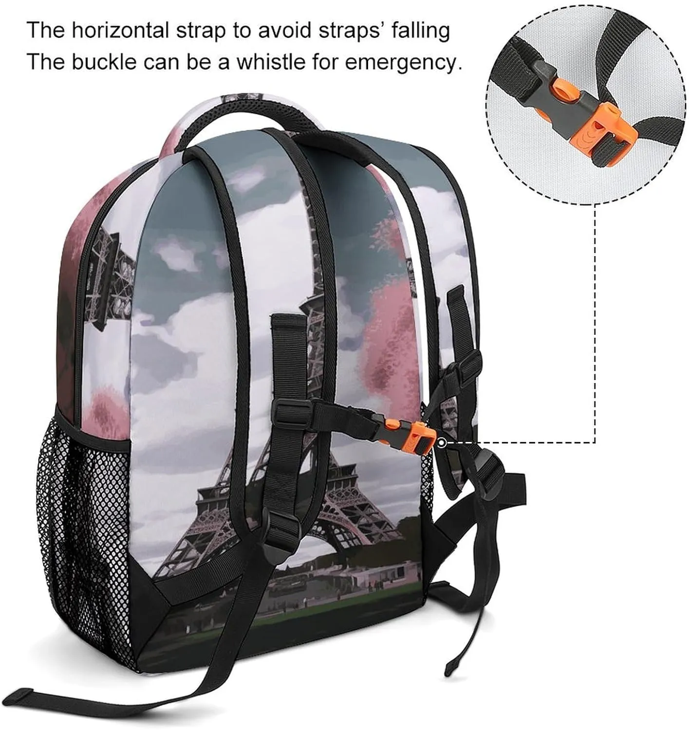 Small Backpacks Personalized Eiffel Tower Printing Travel Bag Lightweight Travel Backpack For Women Men