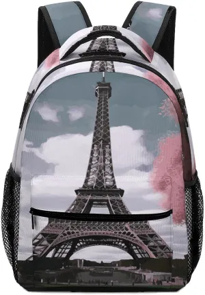 Small Backpacks Personalized Eiffel Tower Printing Travel Bag Lightweight Travel Backpack For Women Men
