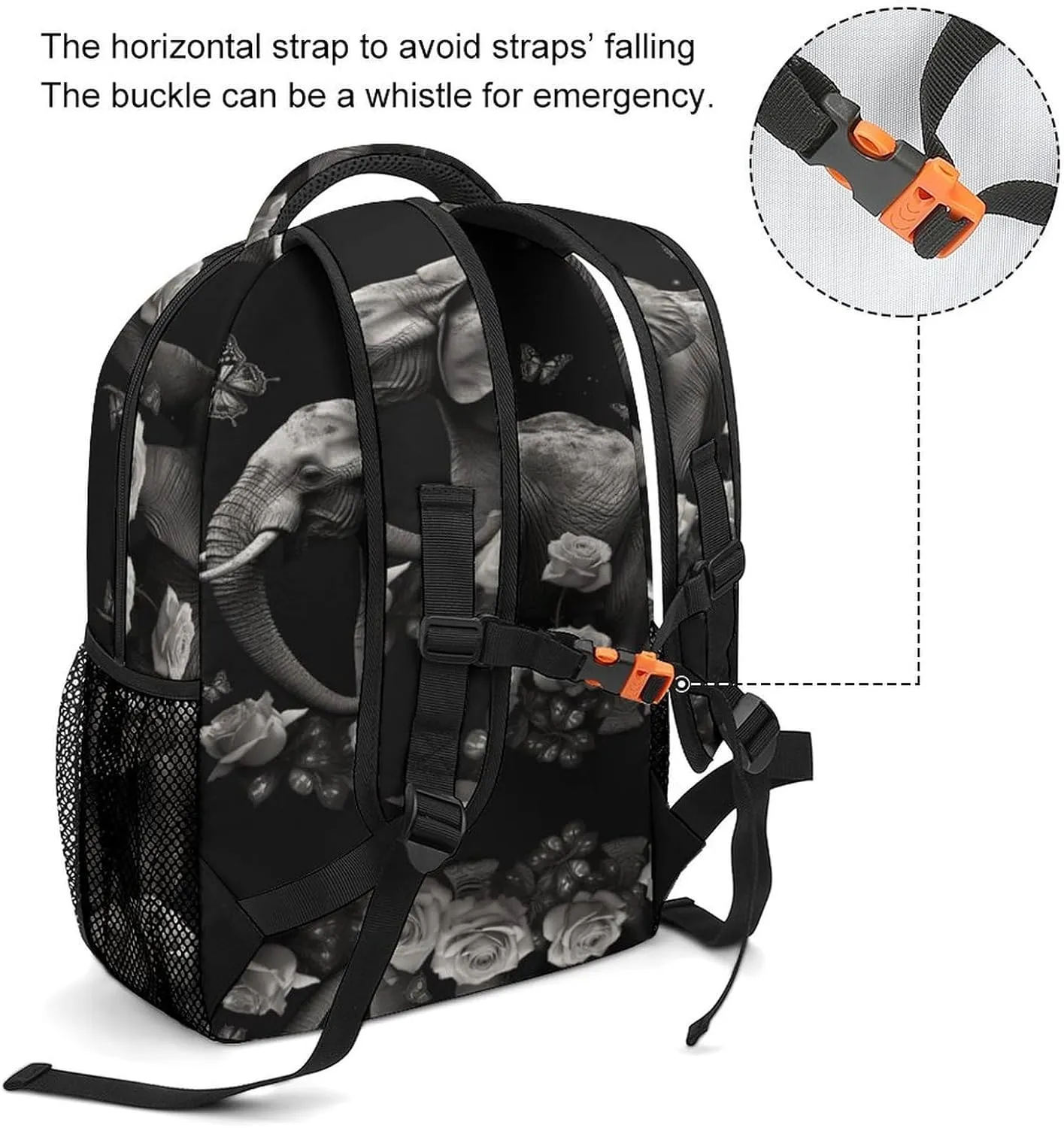 Small Backpacks Personalized Elephant And Butterfly Printing Travel Bag Lightweight Travel Backpack For Women Men