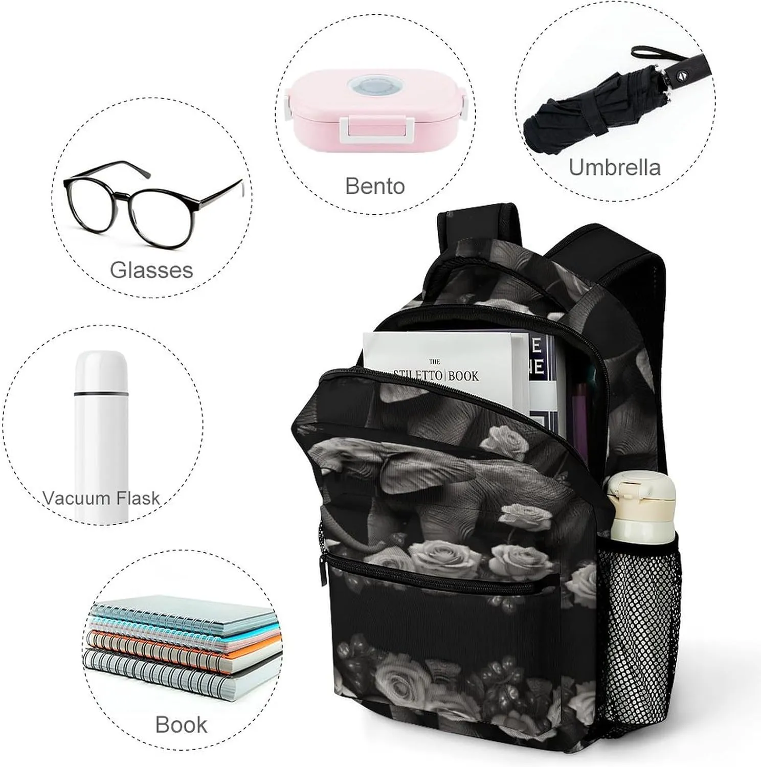 Small Backpacks Personalized Elephant And Butterfly Printing Travel Bag Lightweight Travel Backpack For Women Men