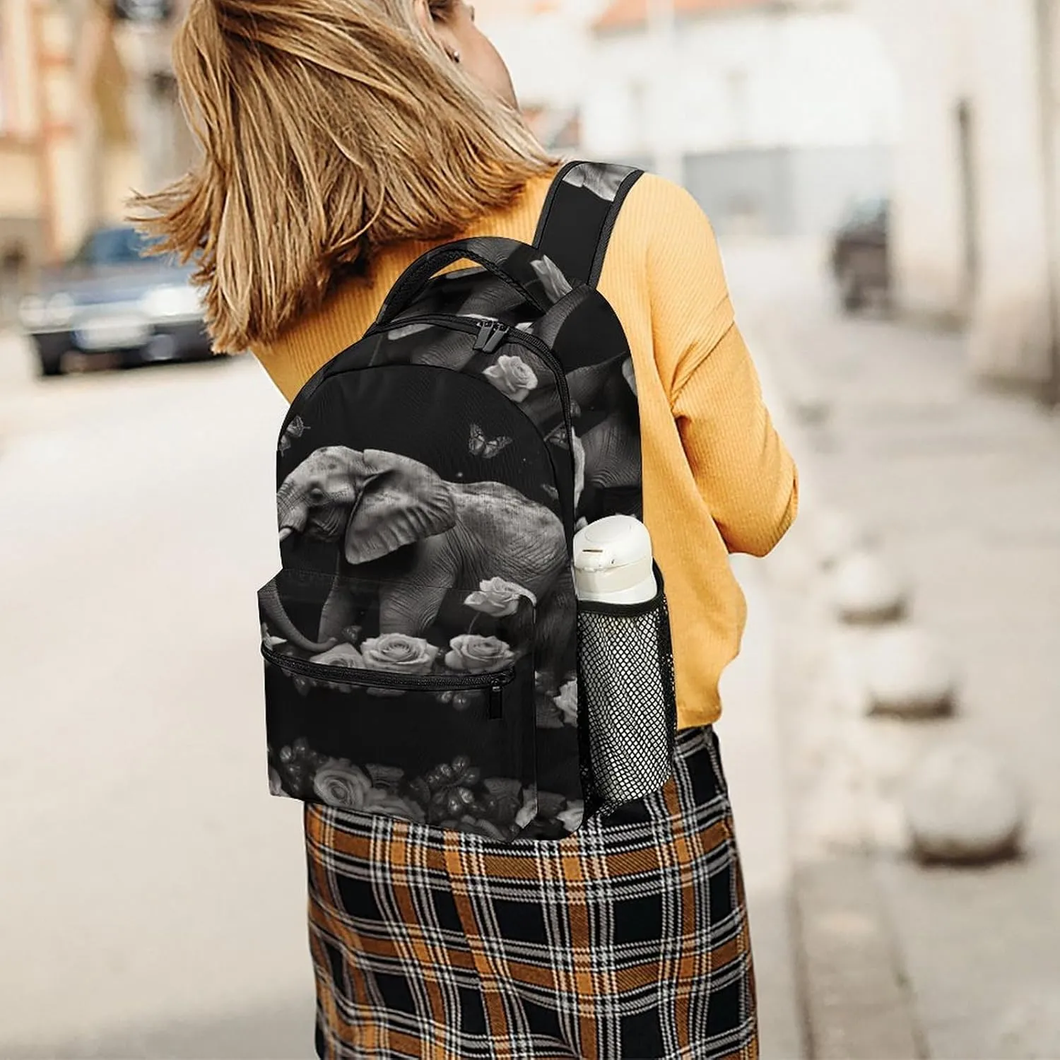 Small Backpacks Personalized Elephant And Butterfly Printing Travel Bag Lightweight Travel Backpack For Women Men