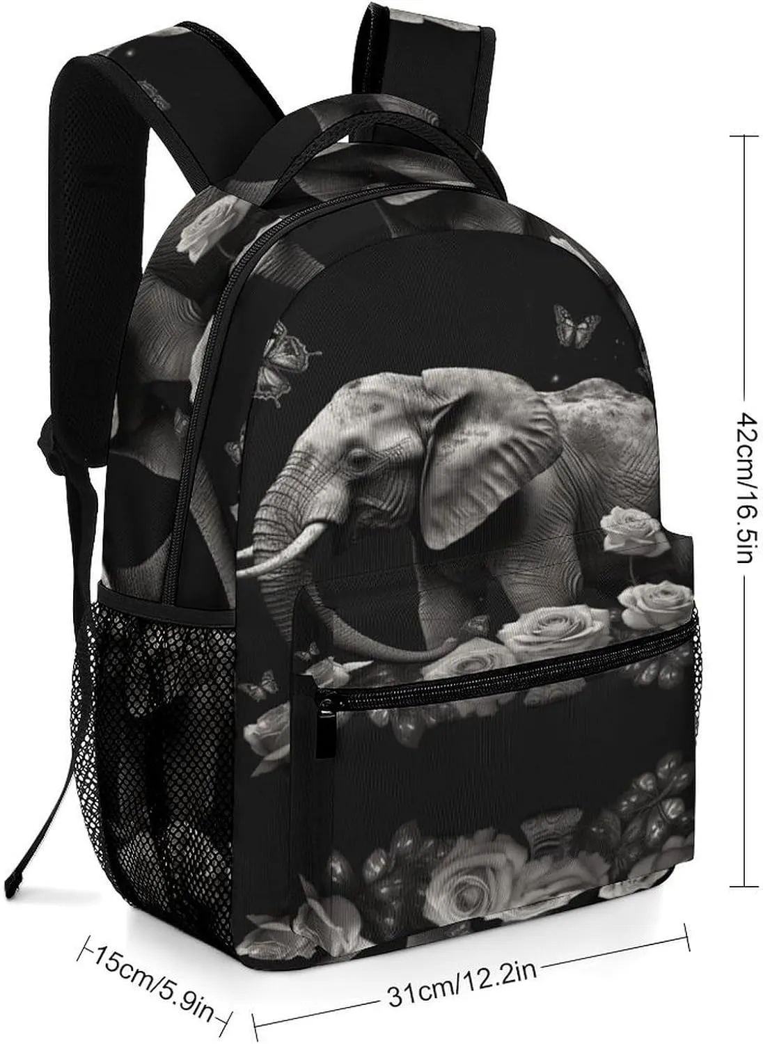 Small Backpacks Personalized Elephant And Butterfly Printing Travel Bag Lightweight Travel Backpack For Women Men