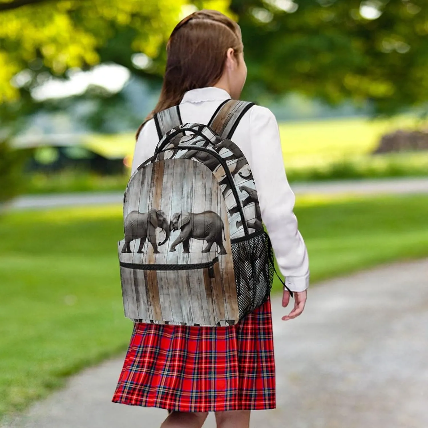 Small Backpacks Personalized Elephant on Wood Printing Travel Bag Lightweight Travel Backpack For Women Men