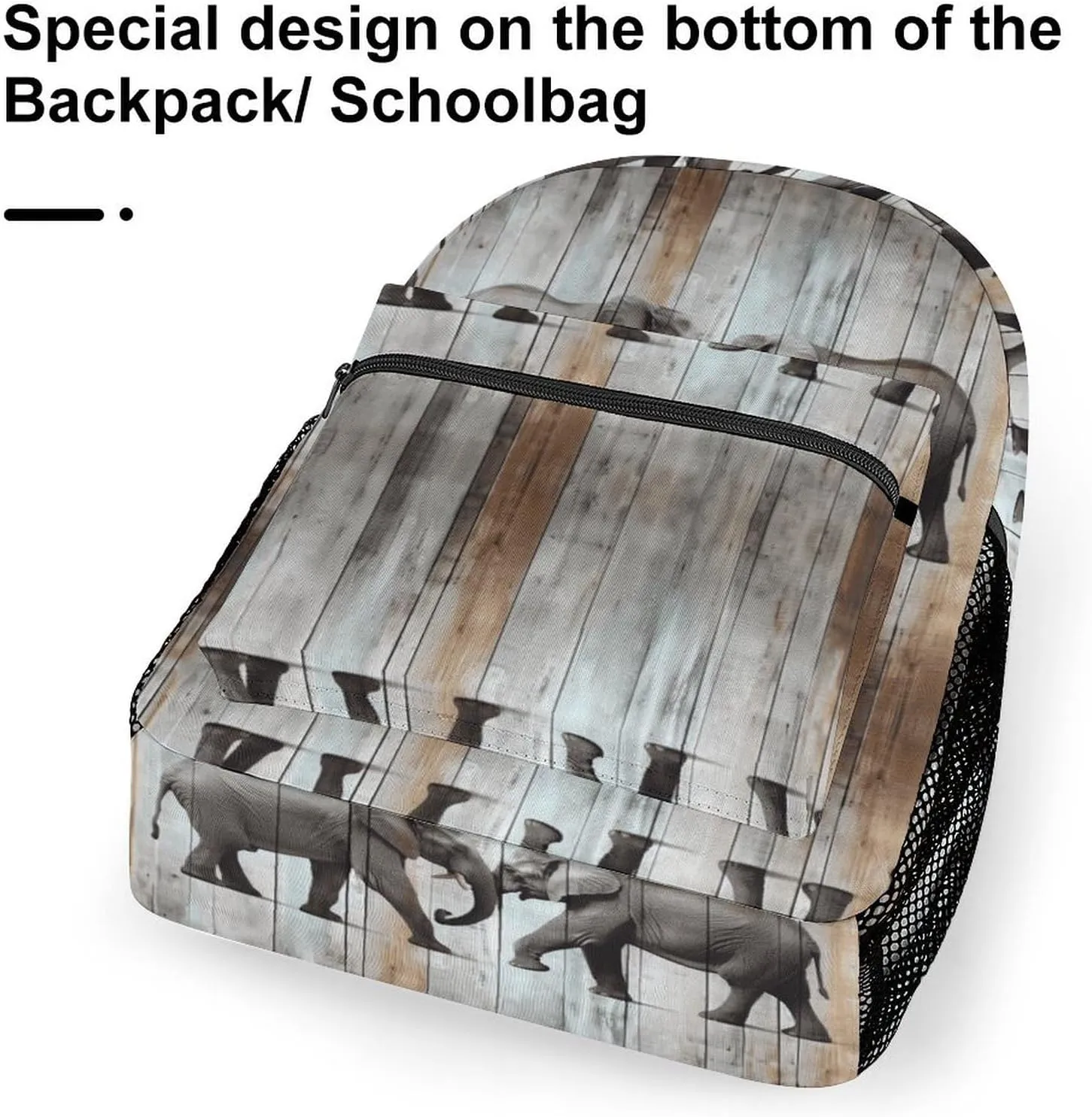 Small Backpacks Personalized Elephant on Wood Printing Travel Bag Lightweight Travel Backpack For Women Men