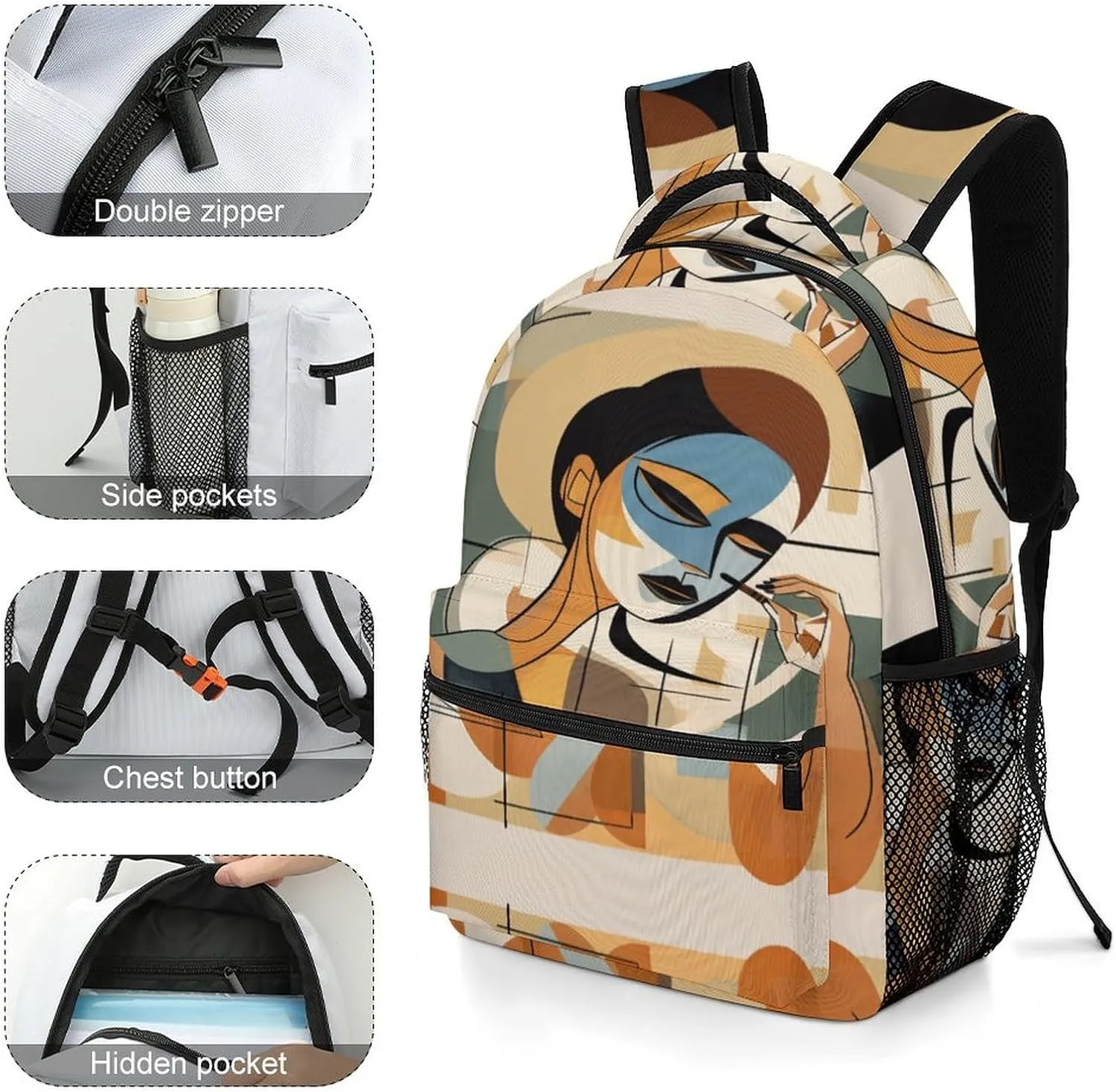 Small Backpacks Personalized Expressive Drawing Printing Travel Bag Lightweight Travel Backpack For Women Men